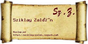 Sziklay Zalán névjegykártya